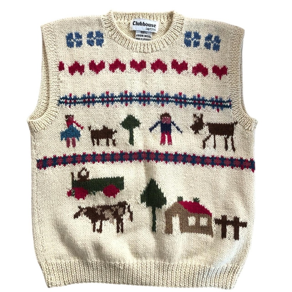 Clubhouse Dayton’s Cream Scenic Knit Sweater Vest